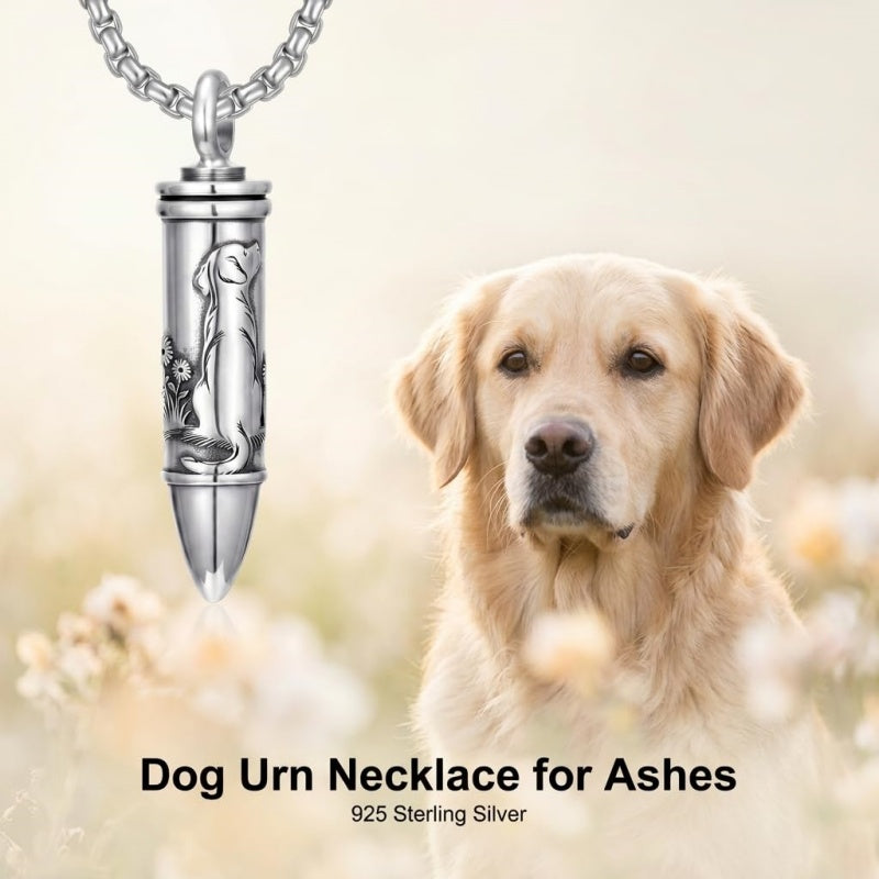 Sterling Silver Animal Angel Wings Pet Jesus Bullet Urn Necklaces for Ashes for Men