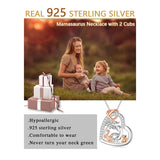 Sterling Silver Cubic Zirconia Dinosaur with 1 2 3 4  Cubs Pendant Necklace