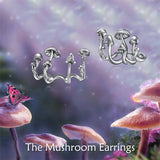 Mushroom Sterling Silver Stud Cuff Hypoallergenic Hoop Earrings for Women Teen Girls Christmas Gifts
