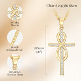 14K Gold Plated Cross Infinity  Pendant Necklace  for Women