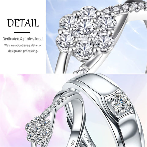 Sterling Silver Cubic Zirconia Endless Love Matching Set Couple Rings