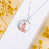 Sterling Silver Fox Moon Pendant Necklace