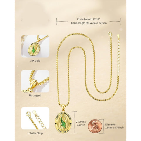 Patron Saint Medals Protection  14K Gold Plated Necklace for Men