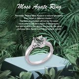 Heart Natural Moss Agate Ring Personalized Wedding Engagement Promise Ring Birthday Christmas Mother's Day Jewelry Gifts for Women Girls