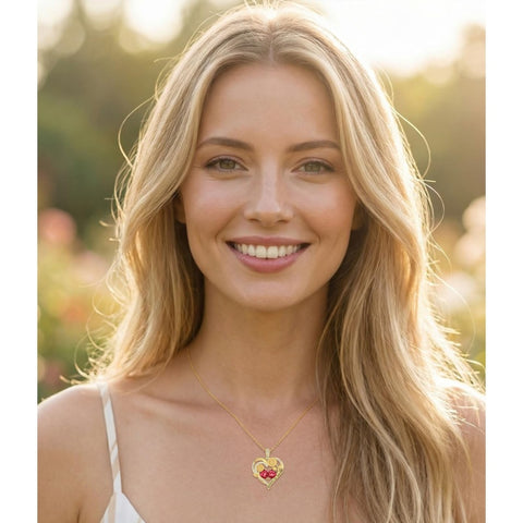 Double Birthstone Necklace 14K Gold Plated You Are My Sunshine Sunflower Necklace Heart Pendant Necklace