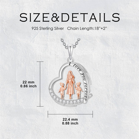 Sterling Silver Mother Daughter Father Daughter Sister Pendant Necklace Family Jewelry for Christmas Mother's Day