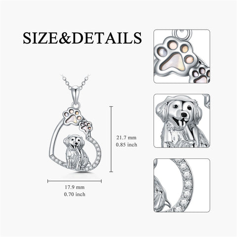 Sterling Silver Paw Print Poodle Corgi French Schnauzer Chihuahua Dachshund Golden Retriever Pug Pendant  Necklace