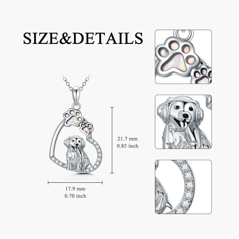 Sterling Silver Paw Print Poodle Corgi French Schnauzer Chihuahua Dachshund Golden Retriever Pug Pendant  Necklace