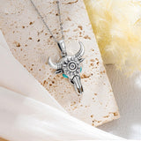 14K Gold Plated Turquoise Cross Pendant Necklace