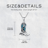 Sterling Silver Cowboy Boot Cowgirl Pendant Necklace
