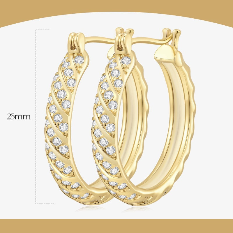 14K Gold Plated Cubic Zirconia Huggie Earring