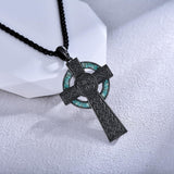 14K Gold Plated Celtic Vikin Cross Pendant Necklace Irish Jewelry Religious Protective Gift