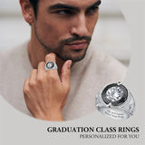 Sterling Silver 10K 14K 18K Gold Personalized Class Ring for Men