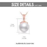 14K Real Gold Pearl Pendant Necklace for Women,Solid Gold 9 MM Freshwater Pearl Necklaces Anniversary Birthday Jewelry Present for Women