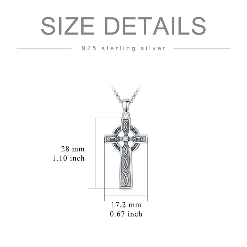 Sterling Silver Wooden Cross Pendant Necklace