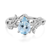 Sterling Silver 10K 14K 18K  Gold Pear Gemstone Vintage Engagement Wedding Promise Anniversary Ring
