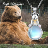 Sloth /Teddy Bear Necklace with Moonstone Sterling Silver