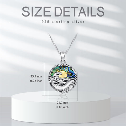Sterling Silver Abalone Shell Whale Pendant Necklace