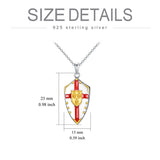 Shield Necklace S925 Sterling Silver Knights Templar Cross Joshua 1:9 Men's Verse Bible Armor of God Necklace Gift
