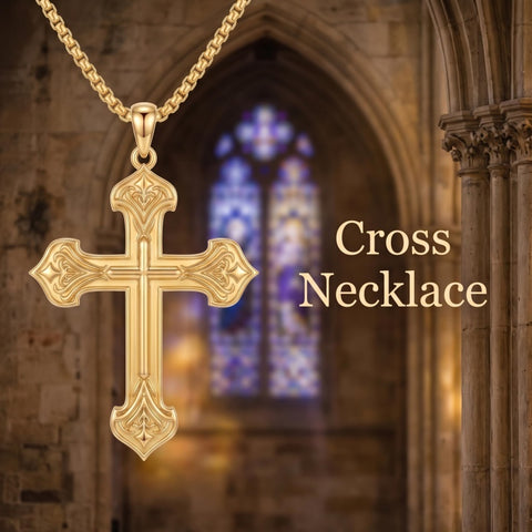 10K 14K 18K Gold Cross Pendant Necklace Religious Jewelry Gifts for Men and Women