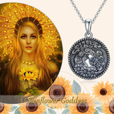 Sterling Silver Sunflower Medusa Triple Moon Goddess Amulet Pendant Necklace