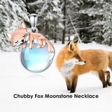 Sterling Silver Moonstone Fox Dolphin Axolotl Teddy Bear Hippo Raccoon Pendant Necklace for Women