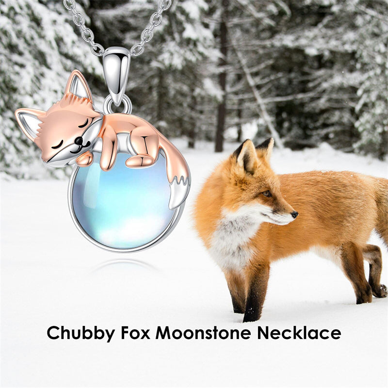 Sterling Silver Moonstone Fox Dolphin Axolotl Teddy Bear Hippo Raccoon Pendant Necklace for Women