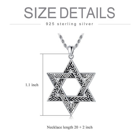 Star of David Necklace Sterling Silver Jewish Necklace for Men