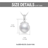 14K Real Gold Pearl Pendant Necklace for Women,Solid Gold 9 MM Freshwater Pearl Necklaces Anniversary Birthday Jewelry Present for Women