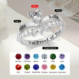 Copper Sterling Silver Personalized Birthstone High School College Class Ring Graduation Memorial Rings Gifts for Her