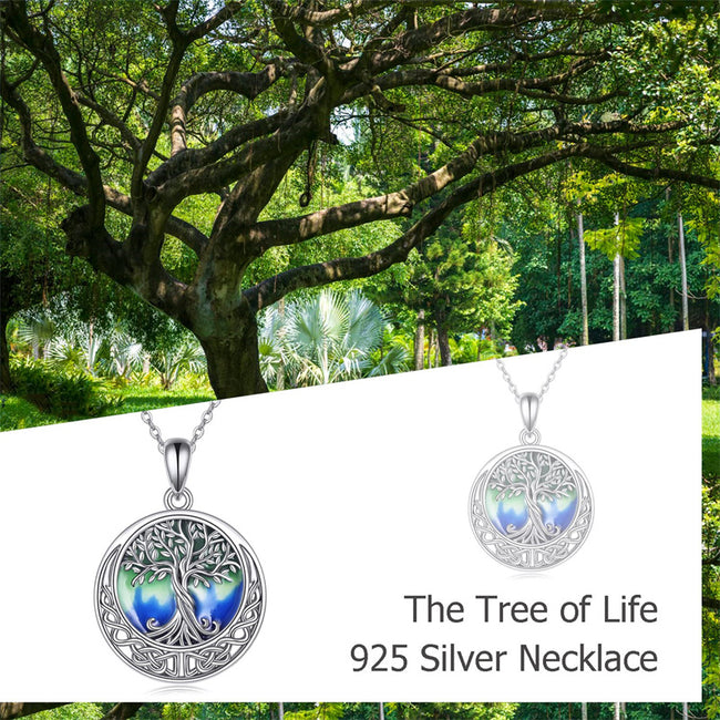 Tree of Life Necklace  Abalone Shell Celtic Knot Pendant Necklace