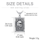 Sterling Silver Memento Mori Skull Pendant Necklace for Men