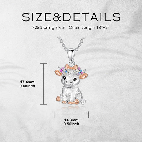 Sterling Silver Highland Cow Necklace