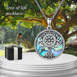 Tree of Life Viking Necklace 925 Sterling Silver Crystal Viking Pendant Jewelry Gifts for Women Men for Birthday Mothers Day