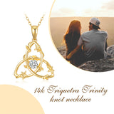 Solid 14K Yellow Gold Triquetra Trinity Knot Necklace for Women Art Deco Design Irish Trinity Knot Necklace Good Luck Jewelry Gifts for Her