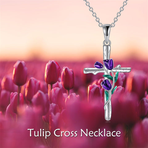 Tulips Necklace Sterling Silver  Flower Tulips Jewelry Mother's Day Gifts for Mom