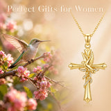 14K Gold Plated Cross Pendant Necklace Faith Jewelry Gift for Women