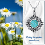 Sterling Silver Turquoise Moonstone Moss Agate Lapis Lazuli Daisy Pendant Necklace