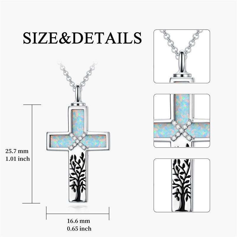 Sterling Silver Abalone Shell Opal Butterfly Dragonfly Tree of Life Pet Paw Cross Urn Necklaces for Ashes