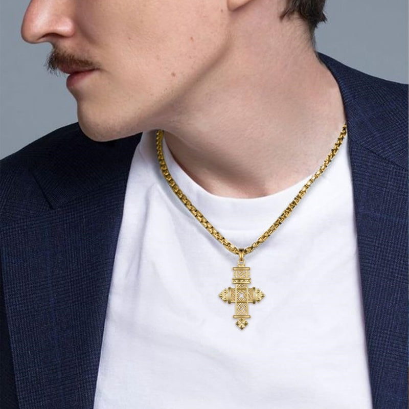14K Gold Plated  Cross Necklace Religious Amulets Jewelry Gifts