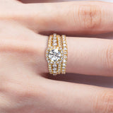 Sterling Silver Main Stone 1CT All Moissanite Wedding Rings Bridal Set for Women