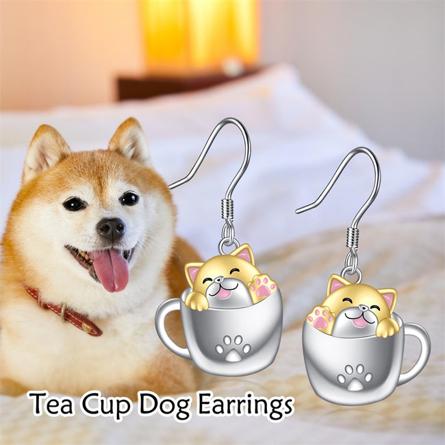 Drop Earrings for Women 925 Sterling Silver Teacup Dangle Earrings for Girls Cute Animal Earrings Animal Jewelry Gift