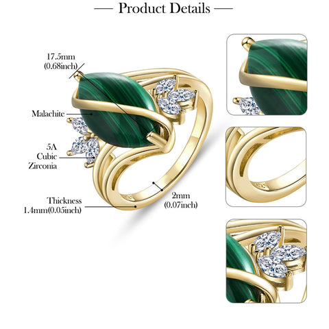 Sterling Silver Turquoise Malachite Engagement Ring for Women Western Jewelry