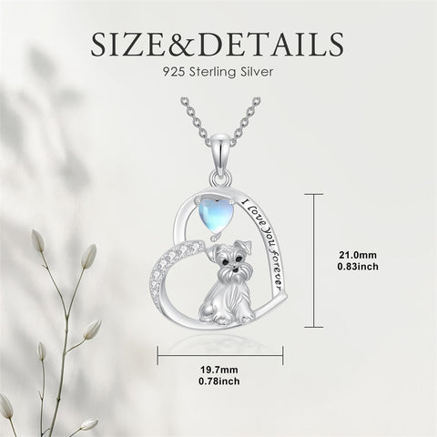 Sterling Silver Pitbull Yorkie Schnauzer Pendant Necklace Gifts for Women