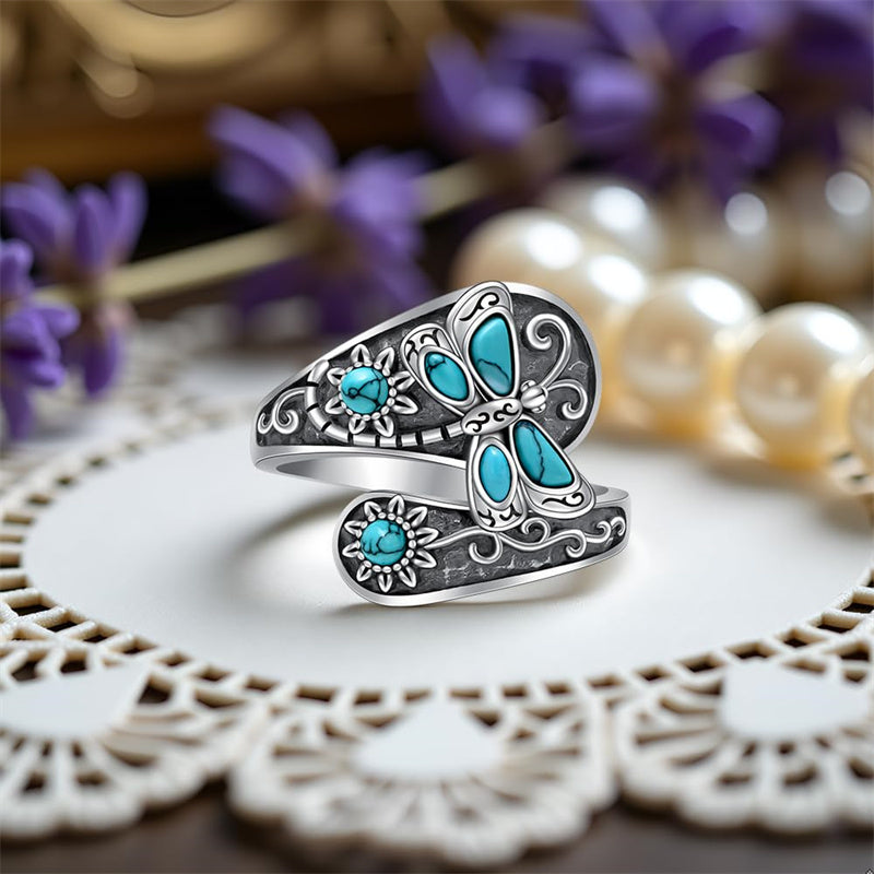 Sterling Silver Oxidized Dragonfly Butterfly Hummingbird Sea Turtle Anchor Cross Tree of Life Sunflower Spoon Ring
