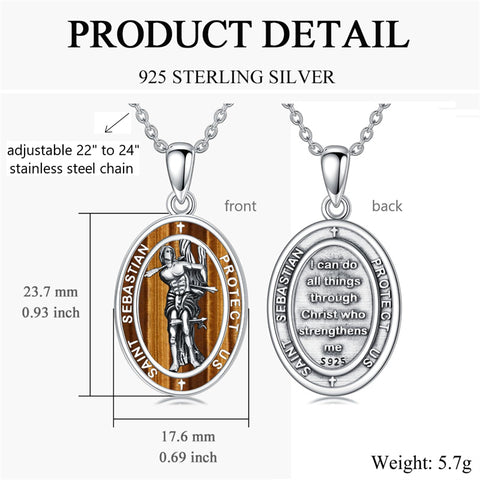 Sterling Silver Saint Christopher St Michael Saint Sebastian Amulet Pendant Necklace