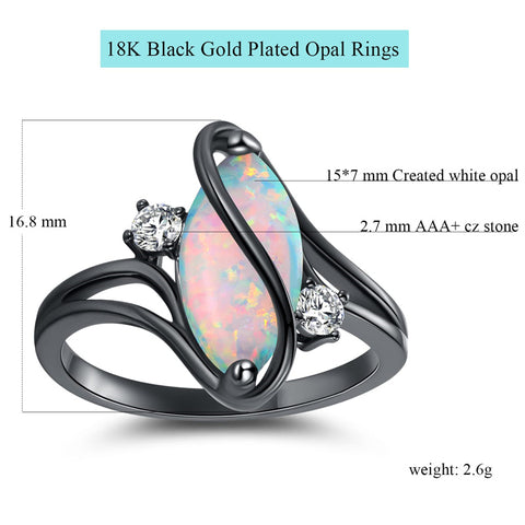 Copper Created Opal Amethyst Rainbow CZ Marquise Ring for Women