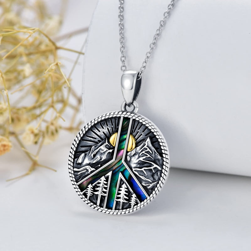 Sterling Silver Peace Sign Coexist Peace Symbol Pirate Tree of Life Thor's Hammer Wolf Raven Viking Series Necklace