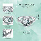 1ct Natural Moss Agate Ring Sterling Silver Green Moss Agate Engagement Ring Wedding Ring Set Jewelry Gift for Women
