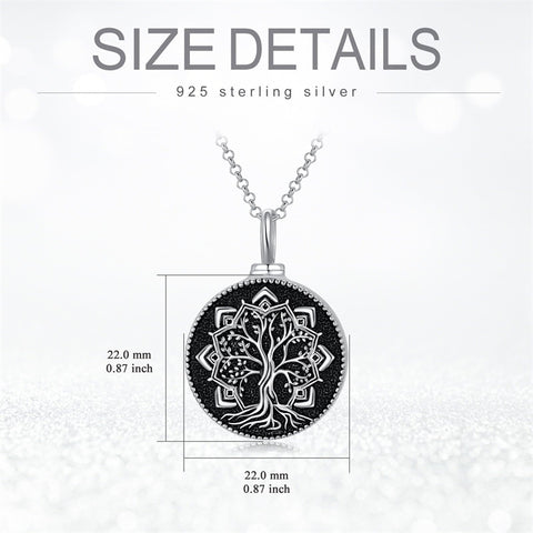 Sterling Silver Tree of Life Lotus Urn Necklaces for Ashes
